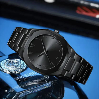 Arabian Dile Matt Black Aura Watches,Personalized Dials, Steel Bands, Men's Watches